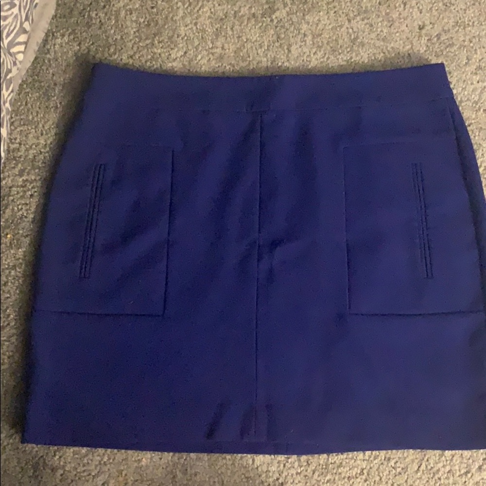 Blue above knee skirt.